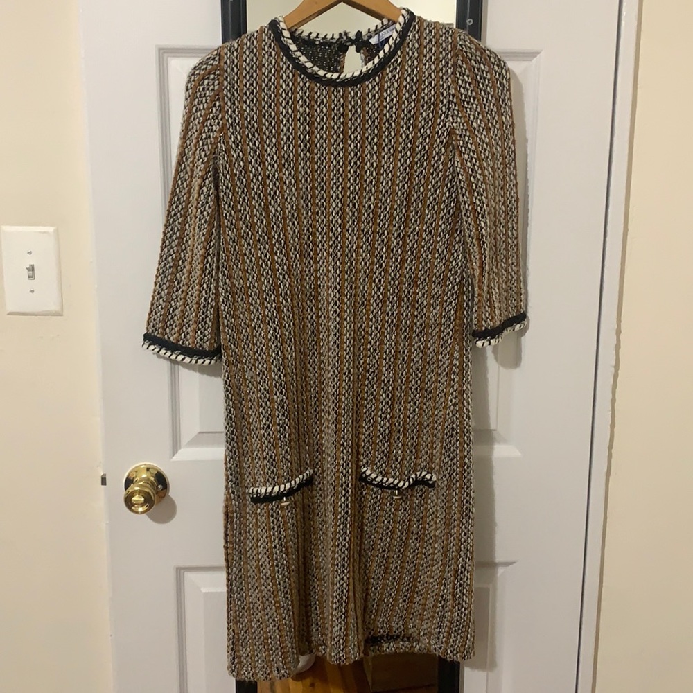 Zara knee length tweed dress with button detail
